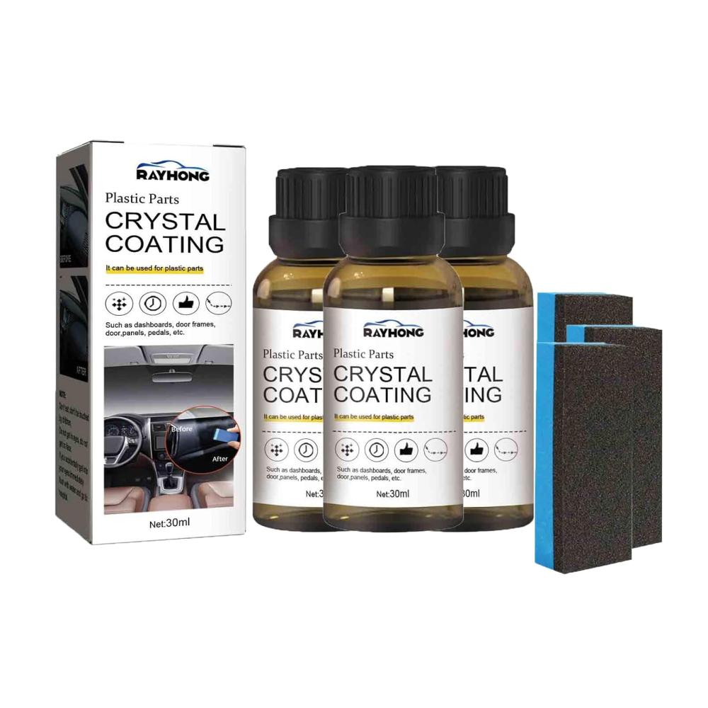 Revolutionäre Kunststoff- & Gummipflege Autokunststoffe erstrahlen mit Plastic Parts Crystal Coating! Kristallklare Beschichtung für Kunststoffteile - Reparaturmittel für dauerhaften Glanz. Plastic Revitalizing Coating Agent - Die Lösung für strahlende Plastikteile! Refurbish Agent im praktischen 3er-Set für umfassende Pflege. Schützen und erneuern Sie Ihr Auto mit dieser fortschrittlichen Kunststoff- & Gummipflege-Lösung