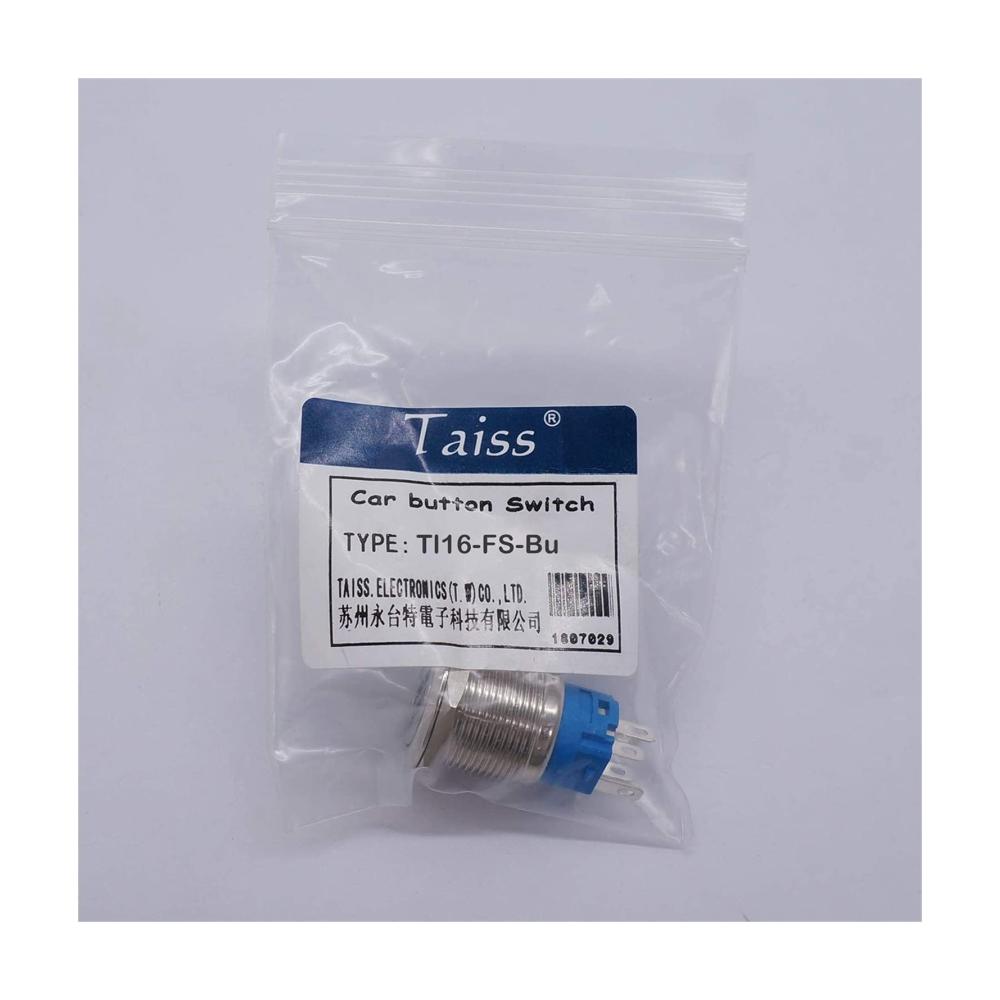 Hochwertiger Druckschalter für Fahrzeugkühlung - Blaue LED-Beleuchtung 12V 16mm - Zuverlässiger 1NO 1NC Schalter für Auto-Lüfter - Einfache Montage 5/8 Zoll