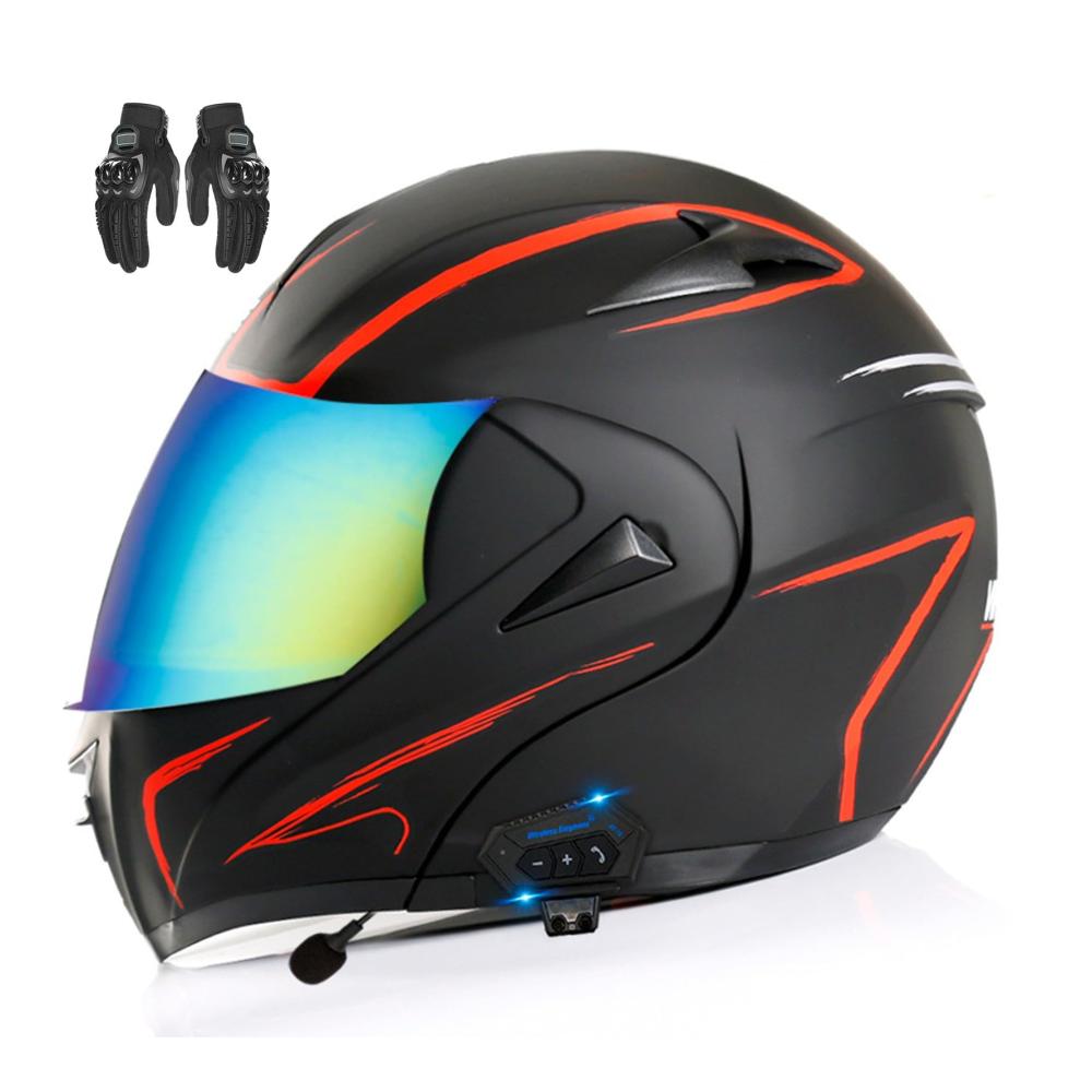 Bluetooth-Integralhelm für Motorräder | DOT/ECE-Zugelassener Leichthelm mit Hochklappmechanismus und Doppelvisier | Integrierte Doppellautsprecher und Mikrofon | Für Erwachsene | Jetzt erhältlich