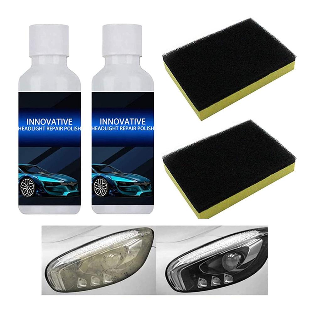 2er-Pack Leistungsstarke Fortgeschrittene Scheinwerfer-Reparatursets | Klarer Blick | 30ML Auto Scheinwerfer Reparatur Polish & Beschichtung | Professionelle Scheinwerferreparatur | Glanz und Sicherheit