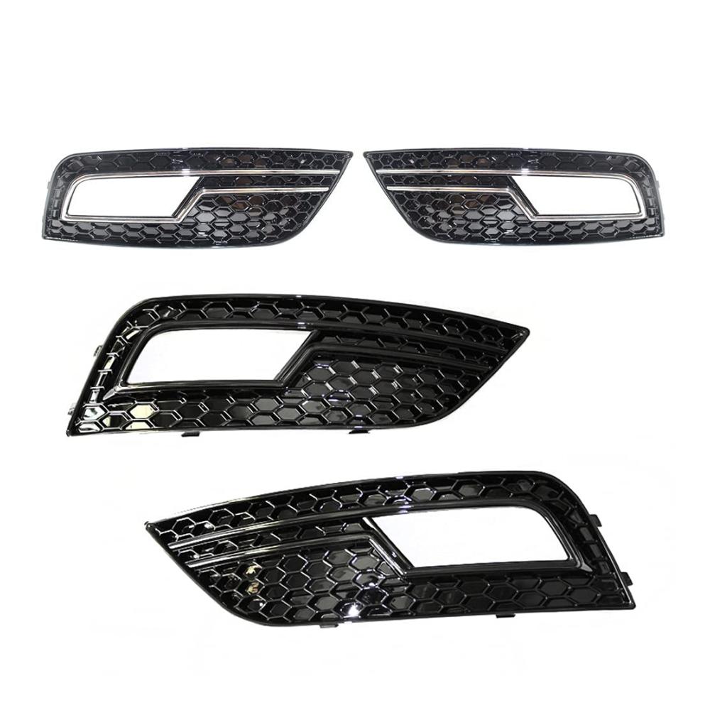 1 Paar Front- & Kühlergrille für Audi A4 B8.5 2012-2015 - Schwarze Wabengitter Scheinwerfer Grill Abdeckungen - Upgrade für S4 RS4 A4LB9 - Hochwertige Verarbeitung für einen dynamischen Look