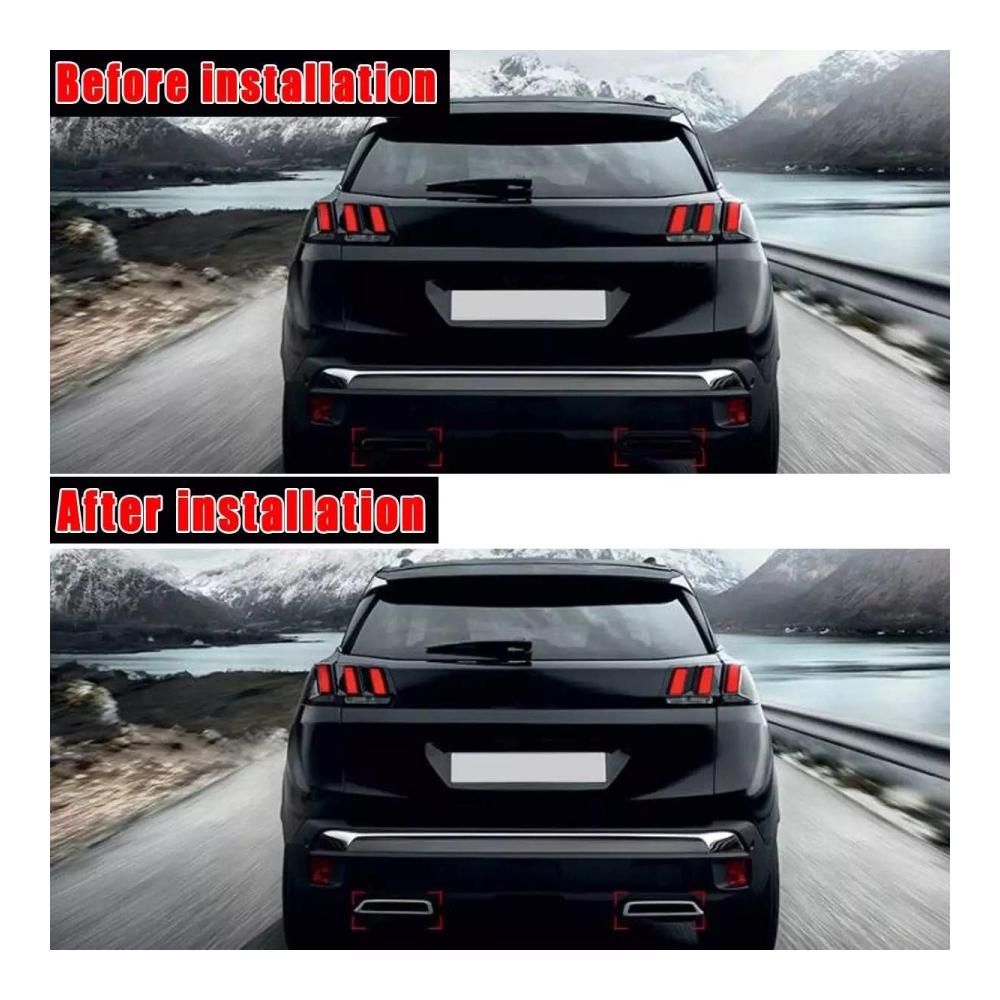 Hochwertige Chrom-Endrohrabdeckung für Peugeot 3008 5008 Allure 2017-2019 | Stilvoller Schalldämpfer-Schutz für Ihr Auto
