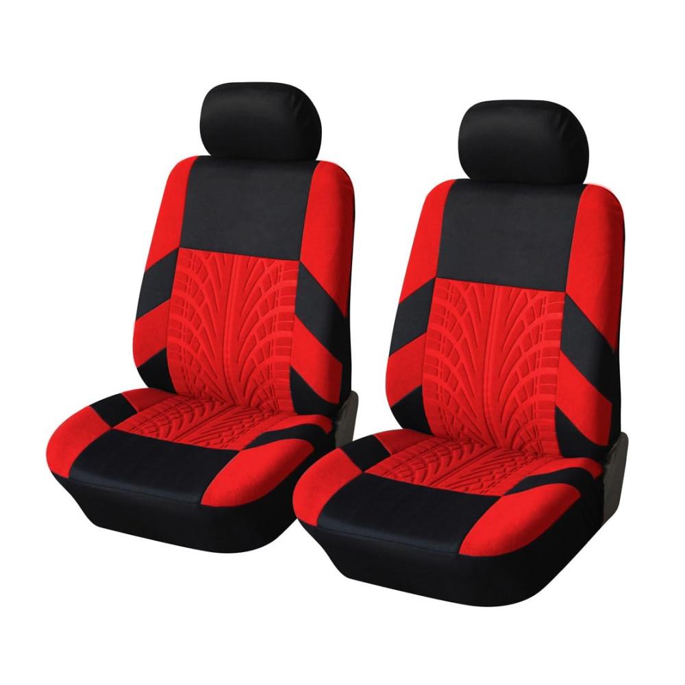 Sitzbezügesets Universelle Autositzbezüge für PKW/SUVs - Komplettset für Vorder- und Rücksitze - Schonbezüge in Rot - 4-teiliges Auto-Sitzschoner-Set mit Reifenschienen - Hochwertiges Autositzzubehör