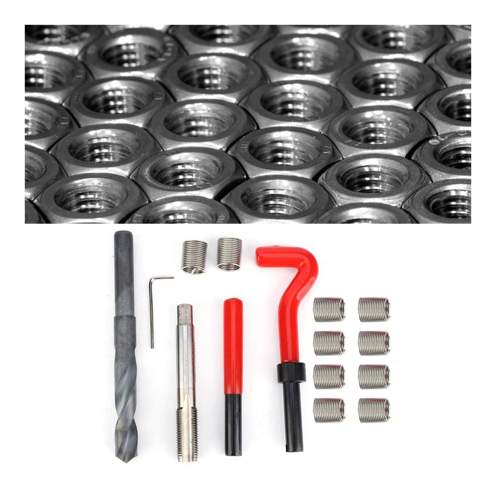 Sparen Sie Zeit und Geld 15-teiliger Satz M14 X 1 5 2D-Gewindereparaturwerkzeuge aus Edelstahl | Stahl-Gewindeeinsätze mit Sechskantschlüssel und Gewindehülse für einfache Gewinde-Reparaturen