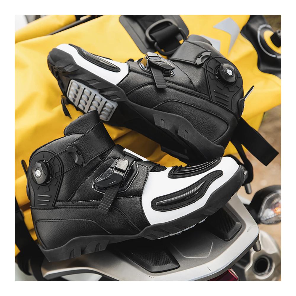 Herren Motorradstiefel Sneaker wasserdicht | Adventure Stiefel | Motorrad Reitschuhe für Reiter | Robuste Tourenstiefel | Bianco-39