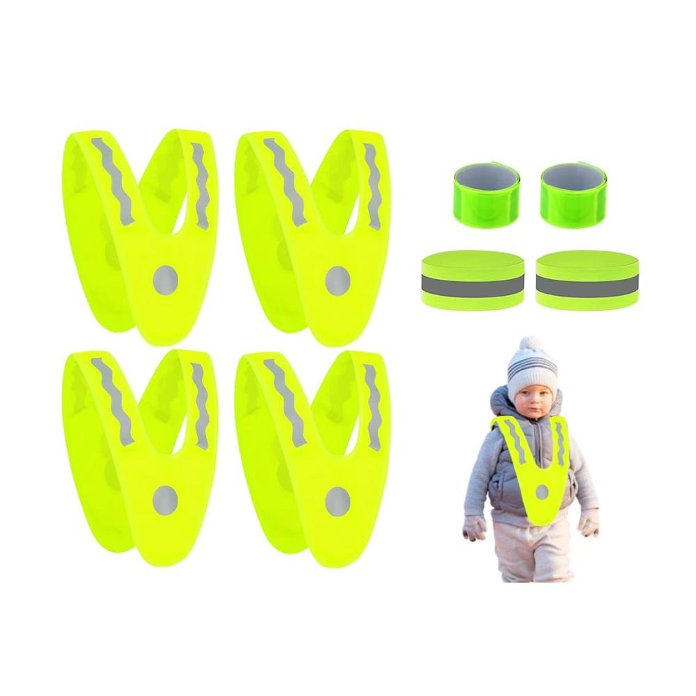 Sicherheitsweste Kinder 4er Pack - Leicht & Reflektierend - V-Form Design für Laufen und Radfahren - Warnwesten für maximale Sichtbarkeit