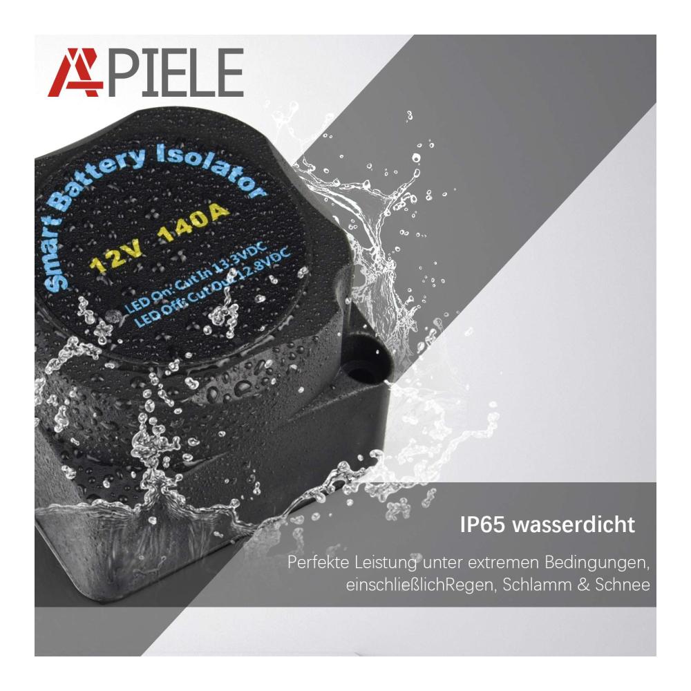 Batterieschalter 140A VSR Vollautomatisches Trennrelais IP67 - Intelligenter Doppelbatterie-Isolator für automatisches Aufladen - Batterie-Trennrelais mit Spannungserkennung